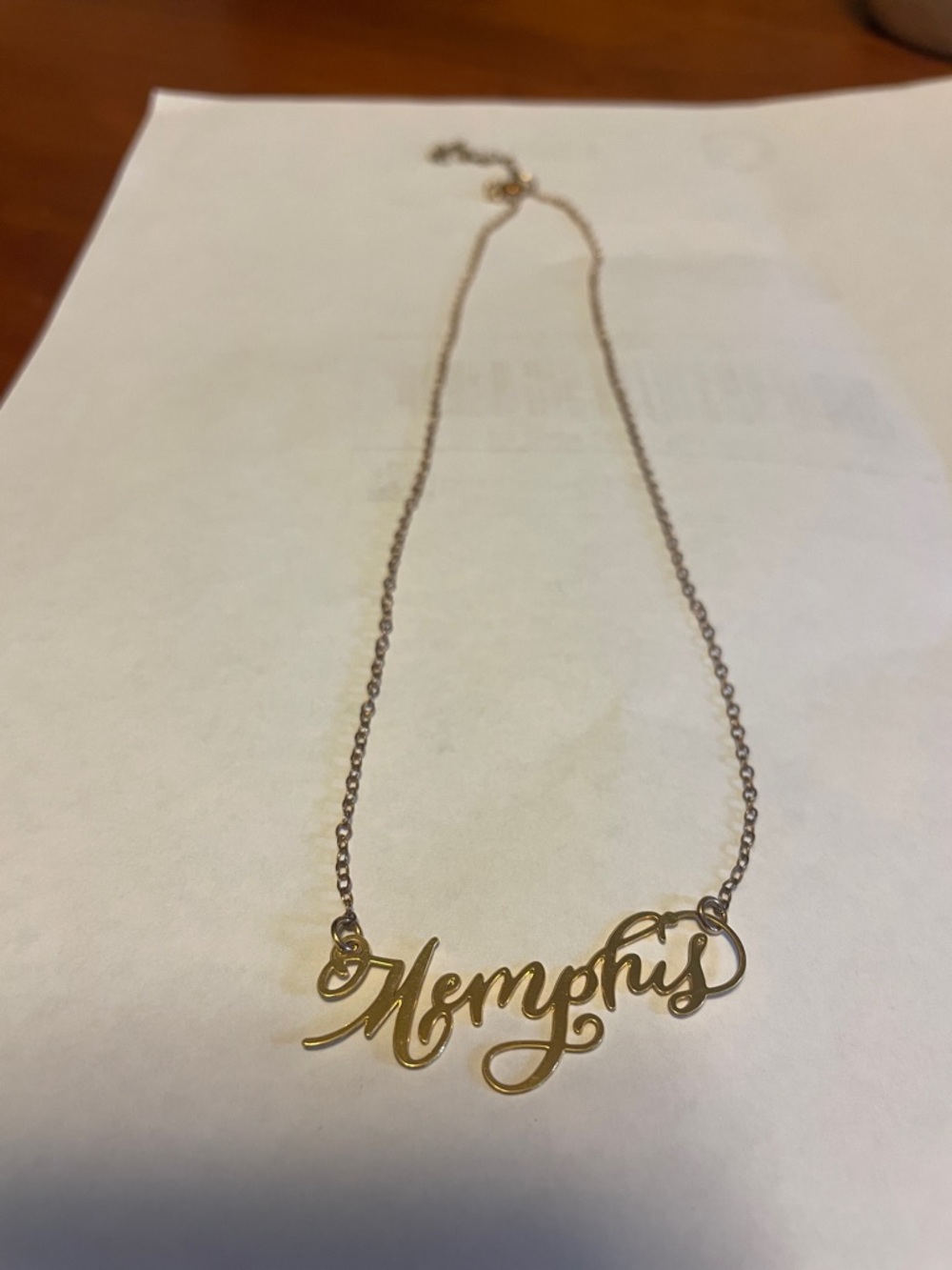 Gold Tone ‘Memphis' Script Name Necklace